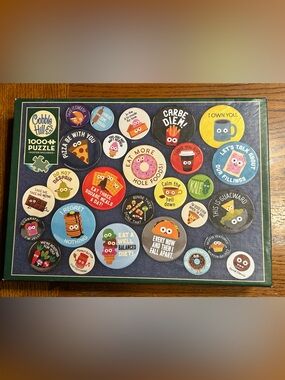 Cobble Hill 1000-Piece Puzzle - Colorful Round Cartoon Buttons Funny